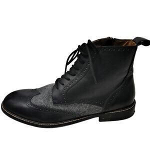 Black Thomas & Vine Men's Black Jarett Wingtip Zip Up Lace Ankle Boot Size 14